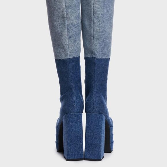 Lamoda " PRECISELY PRETTY GIRL PATCHWORK " Platform Knee High Boots (BRAND NEW!) - Picture 2 of 6